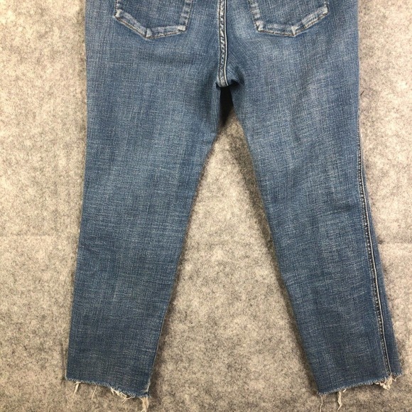 Pilcro and the Letterpress 25 Petite l Straight Denim Jeans Raw Hem Classic Wash - Picture 12 of 12